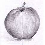 Le croquis de la pomme au crayon