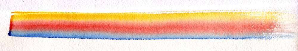 Trois tons sur zone sèche, utilisation de trois pigments, du bleu, du jaune et du rouge.